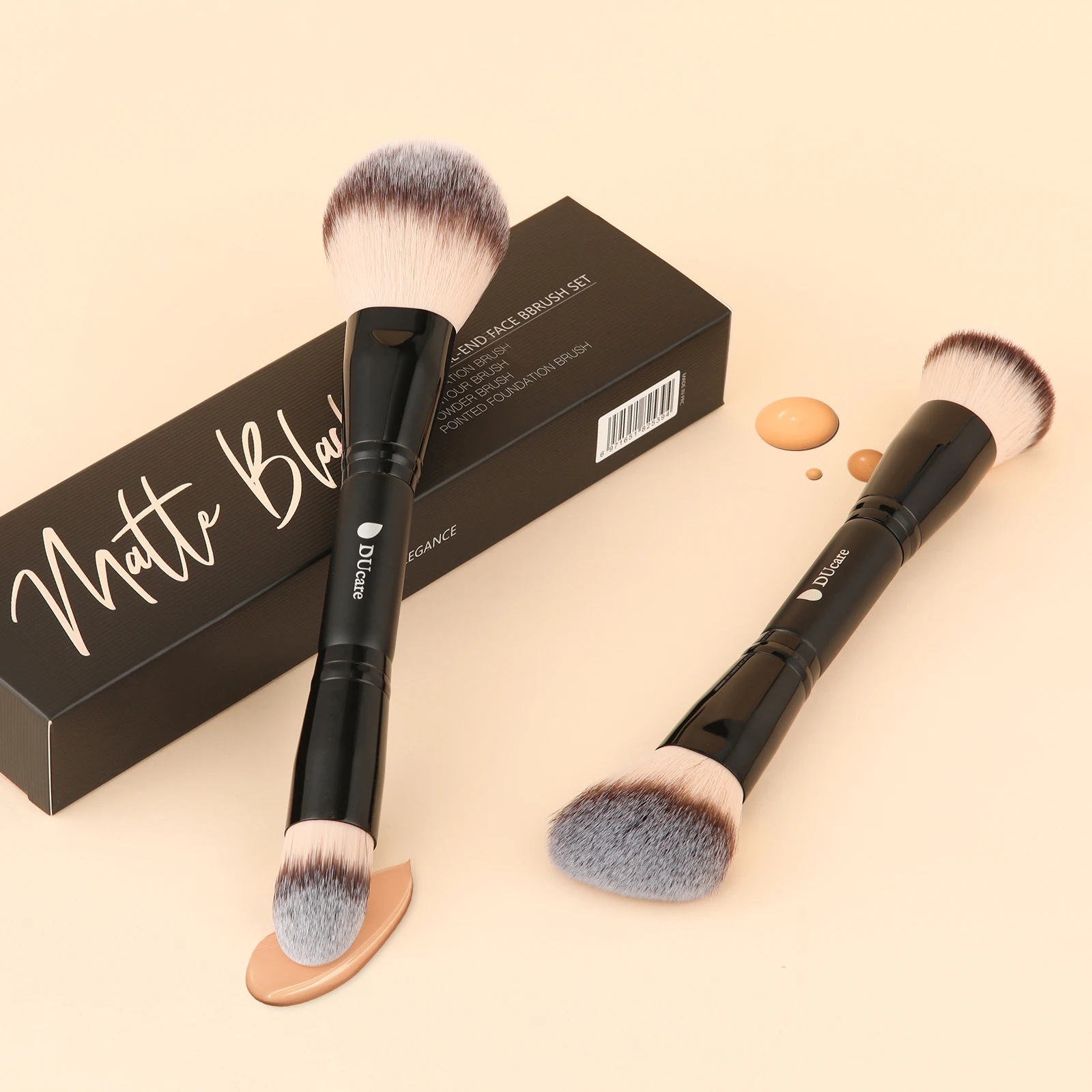 DUcare Makeup Brushes Double-end Foundation Contour Setting Powder Brush Concealer Bronzer Makeup Brush Set 2Pcs Face Brush