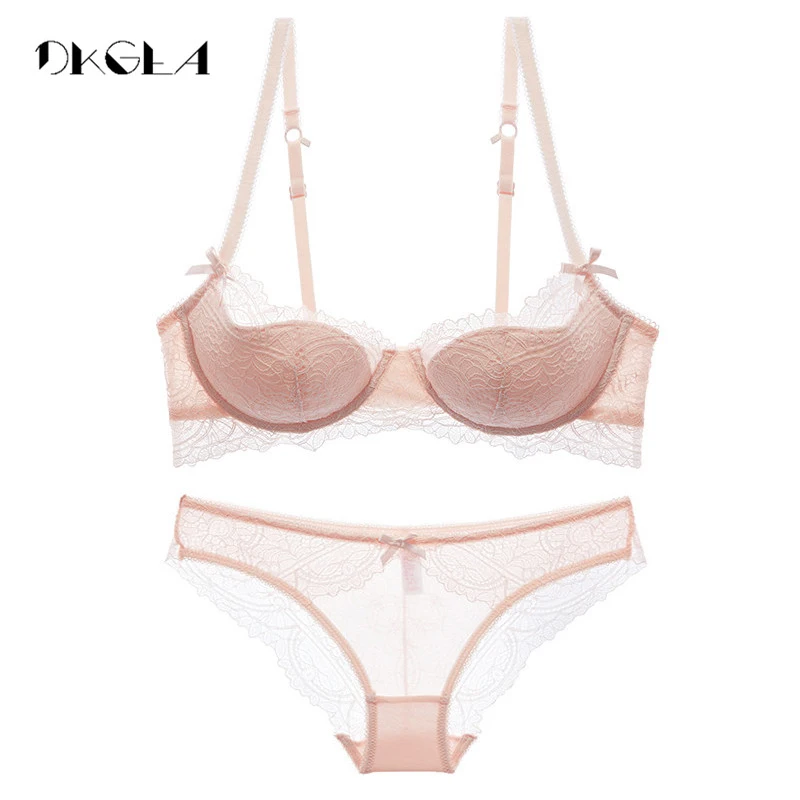 Mode Jong Meisje Beha Set Plus Size D E Cup Dunne Katoenen Ondergoed Set Vrouwen Sexy Beha Roze Kant Bras push Up Borduren