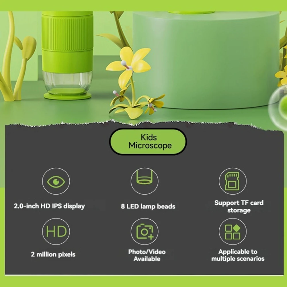 

ABZZ-цифровой микроскоп, ручной микроскоп с 2-дюймовым IPS-экраном, 1000X, портативный карманный микроскоп для детей и взрослых, вид на ПК