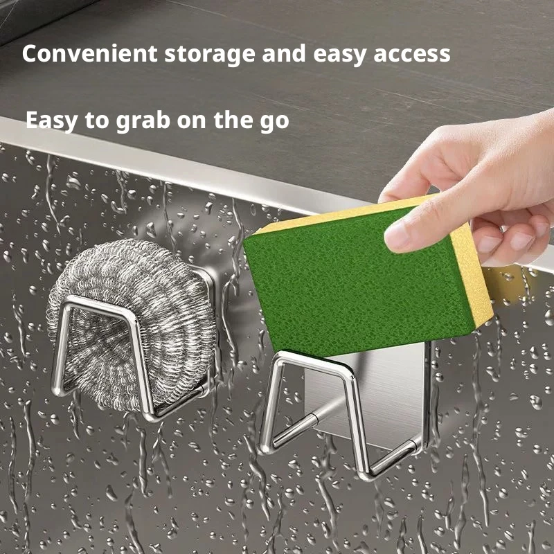 1PC Stainless Steel Sink Sponge Rack, Steel Wire Ball Holder Draining Cleaning Paste
