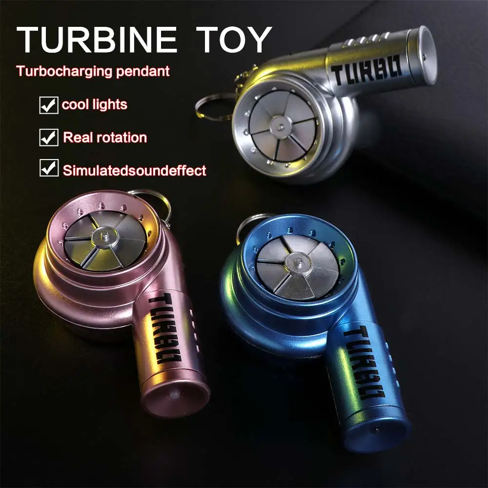 With Sound Turbo Key Chain Car Keyring Light Torch Turbocharging Pendant Spinning Glowing Simulation Turbo Christma Gifts