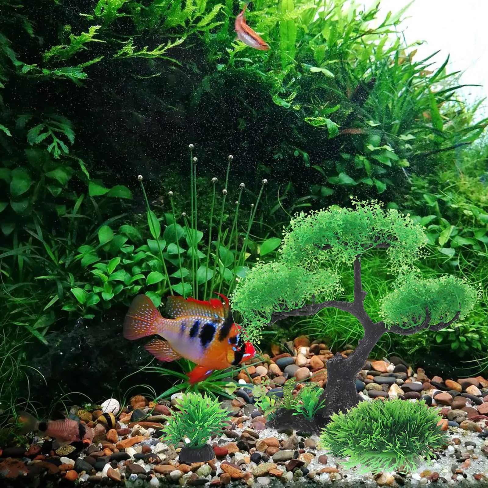 

1 set 1 Set Fish Tank Plant Decor Kit Artificial Water Plants Aquarium Fake Tree Underwater Grass Decor Fish Tank Landscape