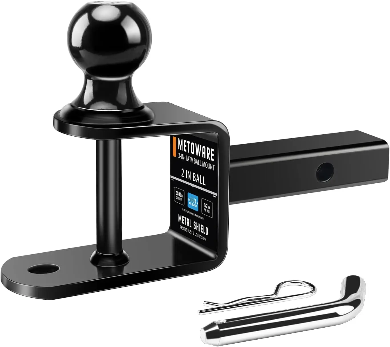 

3-in-1 ATV/UTV Trailer Hitch Ball Mount, 2' Ball, 3500 LBS, Fits 1-1/4' Receiver