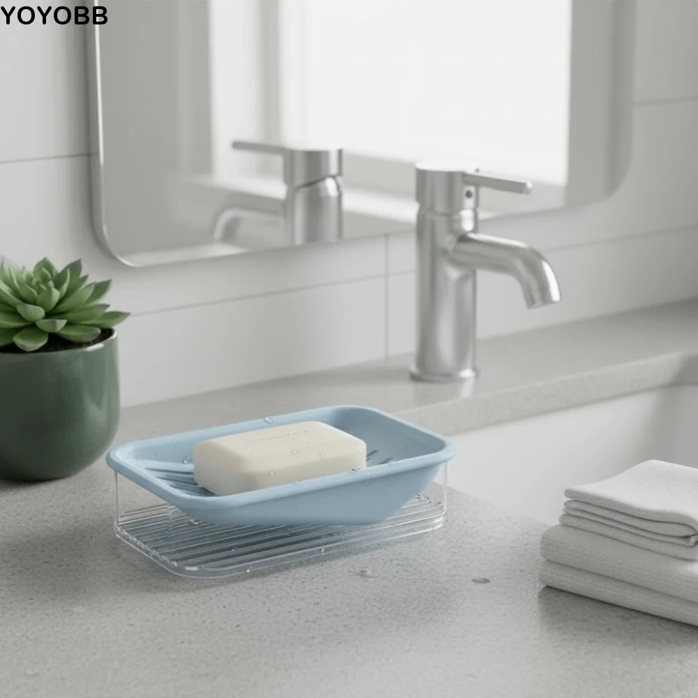 

Simple Double-Layer Soap Box Plastic Slanted Drainage Soap Case Waterproof Thickened Soap Storage Holder Household Use