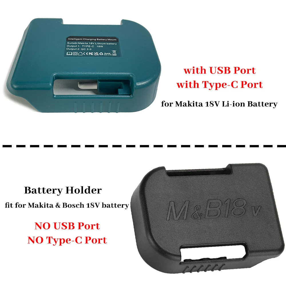 Imagem -02 - Adaptador de Carregamento Rápido para Makita 18v com Usb tipo c Suporte da Bateria para Bl1840 Bl1850 Bl1860 1pc