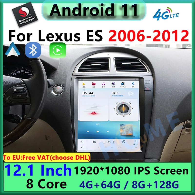 

12.1Inch Vertical Screen For Lexus ES ES330 Qualcomm Android 11 Car Multimedia Player CarPlay Autoradio GPS Navigation 2006-2012