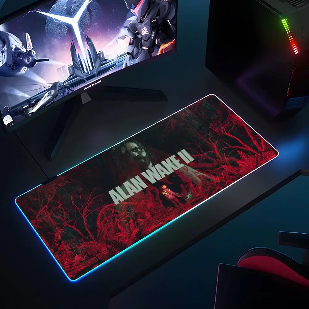 Game Alan Wake 2 Mouse Pad RGB Luminous 900x400x3mm Thickened  Large Table Pad Encrypted Anti Skid Super Large Mouse Pad image 2