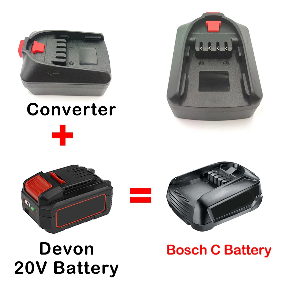 For Devon 20V Lithium battery To Bosch PBA 18V Li-ion Battery Adapter Converter, Convert to Bosch C tool Use