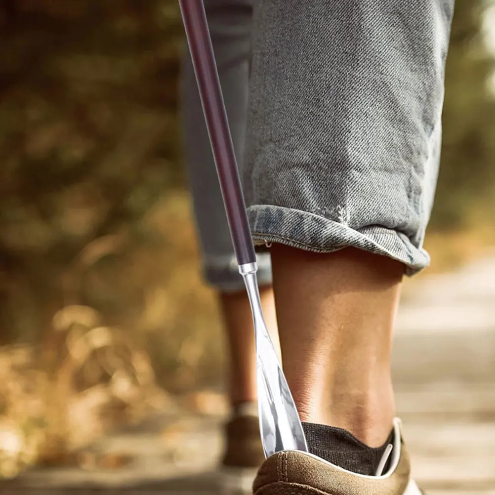 

Premium Metal Alloy Shoehorn Dolphin Shape Tip Long Handle Horn for Seniors Disabled Easy Wear Remover Lifter Gift Durable Wood