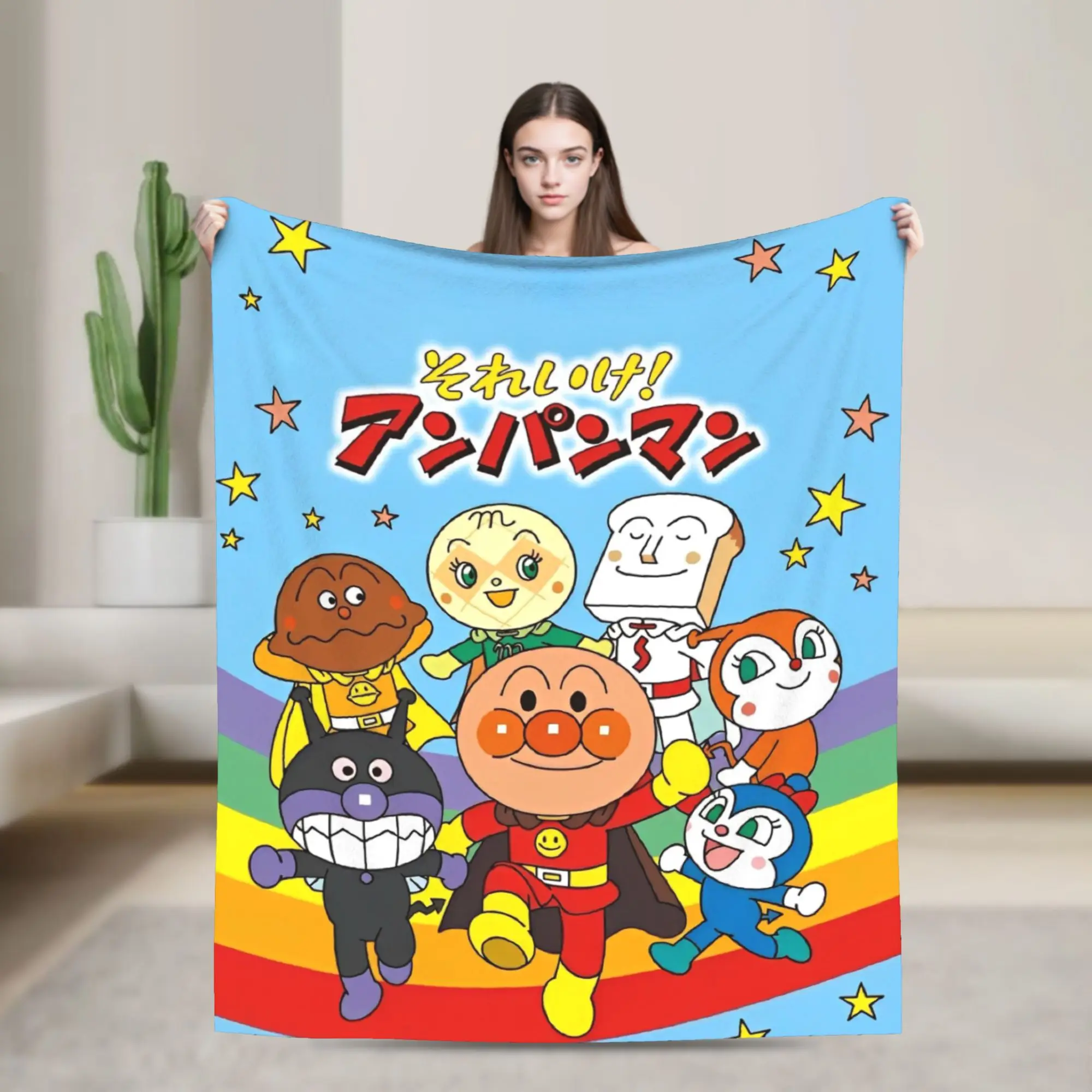 A-Anpanmans Fleece Throw Blankets Cartoon Characters Blanket for Sofa Office Lightweight Thin Quilt,