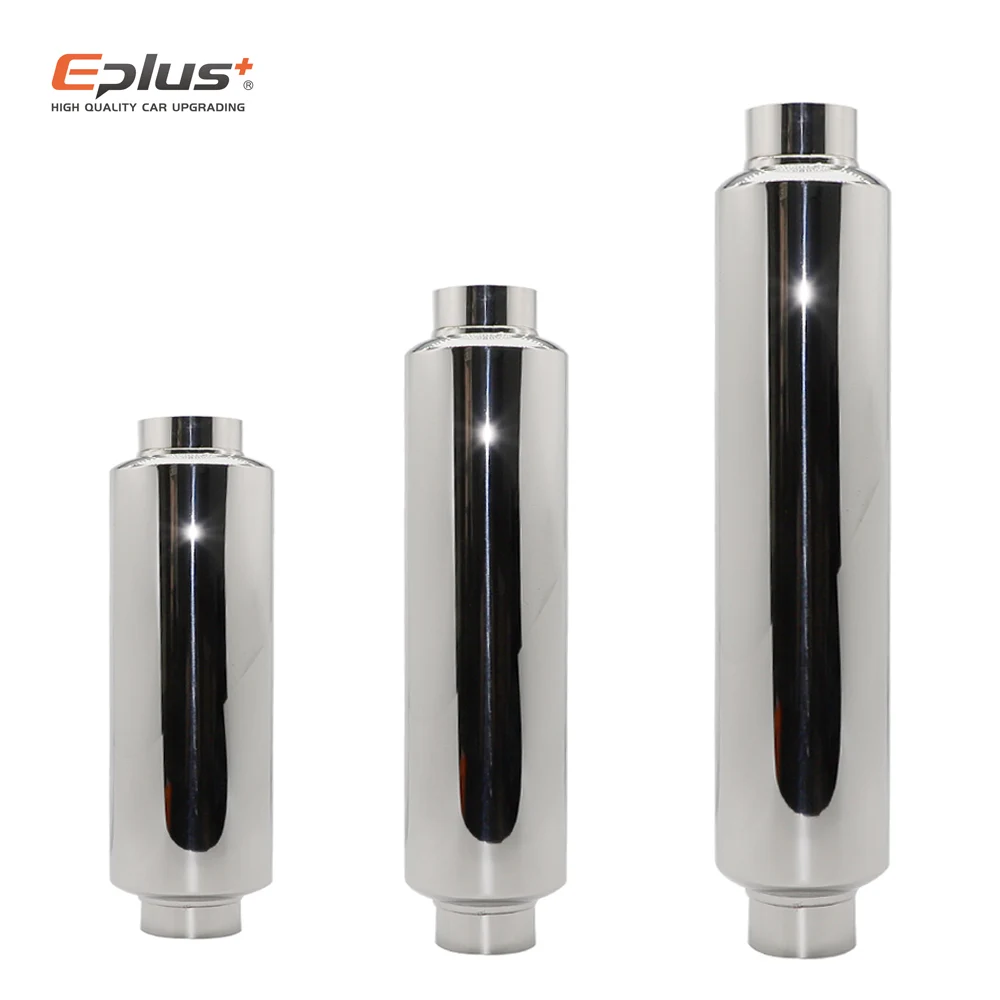 Universeller Auto-Auspuff Mittelrohr Schalldämpfer Edelstahl Gerade Durchgangsleitung Schalldämpfer Stahl Größe Außendurchmesser 51MM 57MM 63MM 70MM 76MM