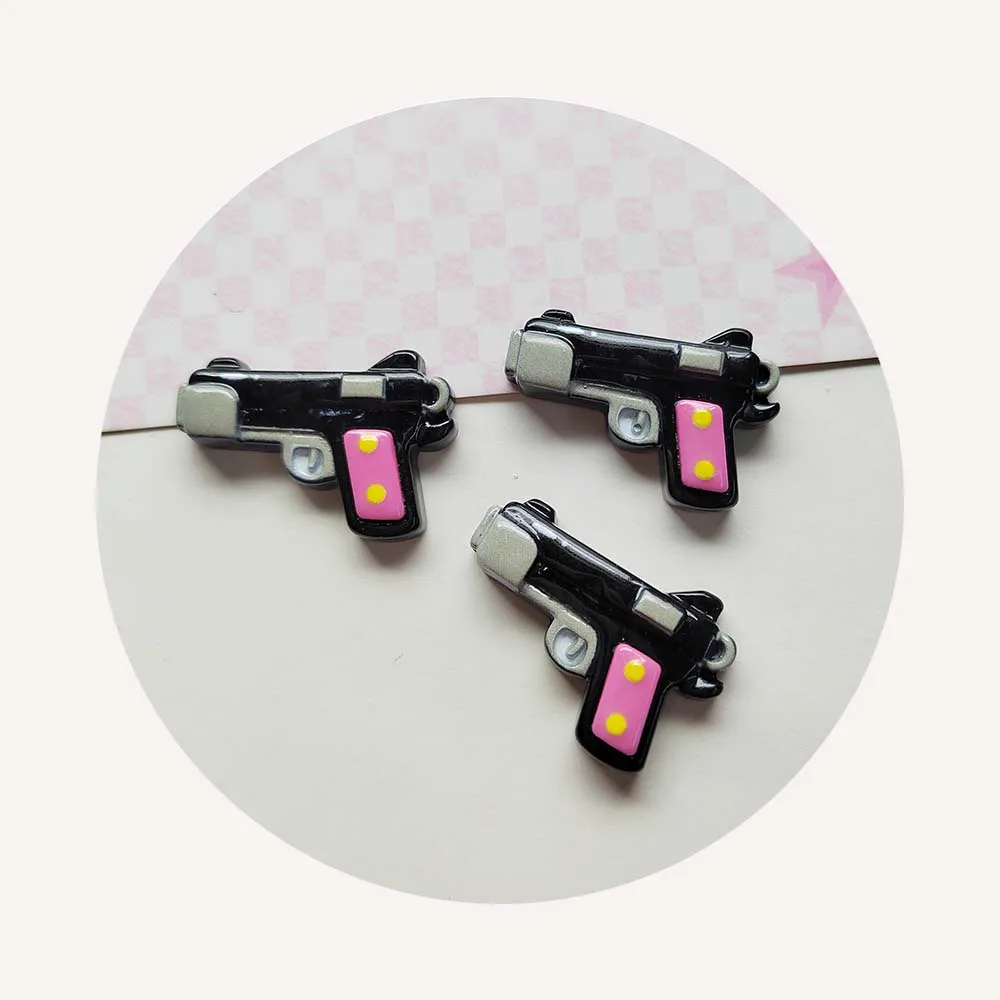 Cute Multicolor Resin Flatback Pistol Charms For Necklace Keychain Pendant DIY Making Accessories