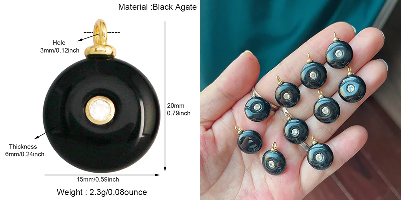 Jade Achat Amethyst Amazonit Wasser Gras Lapis Lazuli Charm Anhänger, 18K echt vergoldet Schmuck für Halskette Handwerk Herstellung S79 – Detail 18