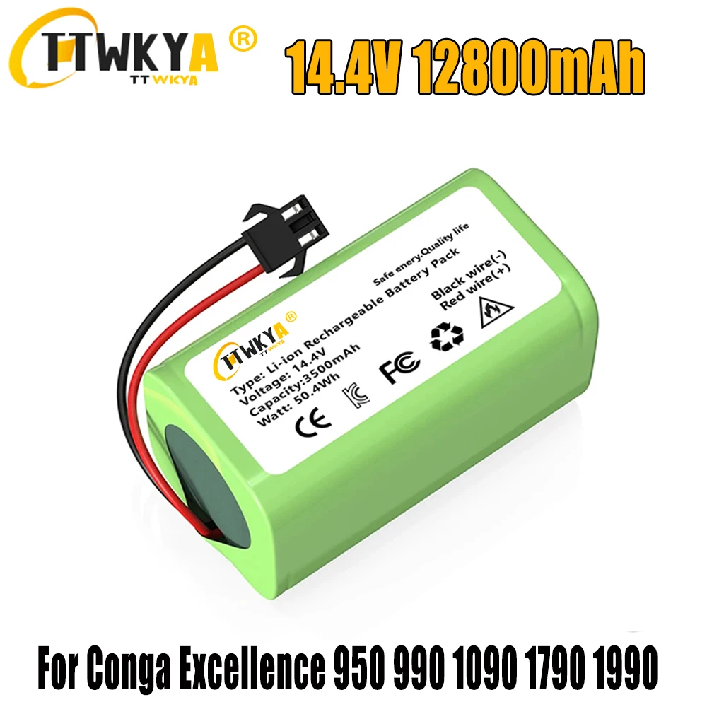 14.4V 12800mAh Li-ion Battery for Conga Excellence 950 990 1090 1790 1990 Deebot N79S N79 DN622 Eufy Robovac 11S 12 X500