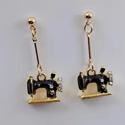 New Fashion Enamel Sewing Machine Earrings Tailor Earrings Dress Gifts Ladies Handicraft Jewelry