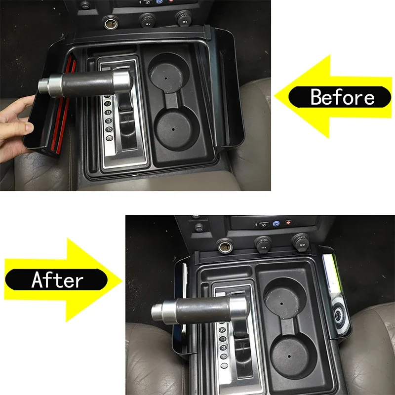 For Hummer H2 2003-2007 ABS Black car central control gear storage box mobile phone tray car interior accessories 2Pcs
