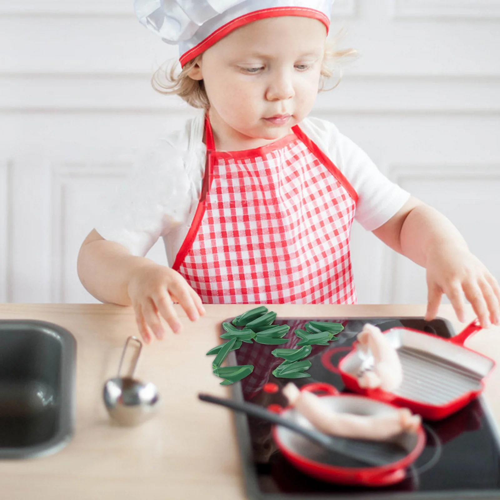 10 個ミニチュアオクラ秋の装飾リアルな樹脂野菜アクセサリードールハウスキッチン遊び食品キッチン装飾用