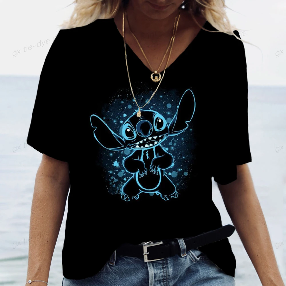 

Disney Stitch Women's Blouse Top Summer Clothes For Women Clothing T Shirt Fashion Woman Blouses 2024 Spring