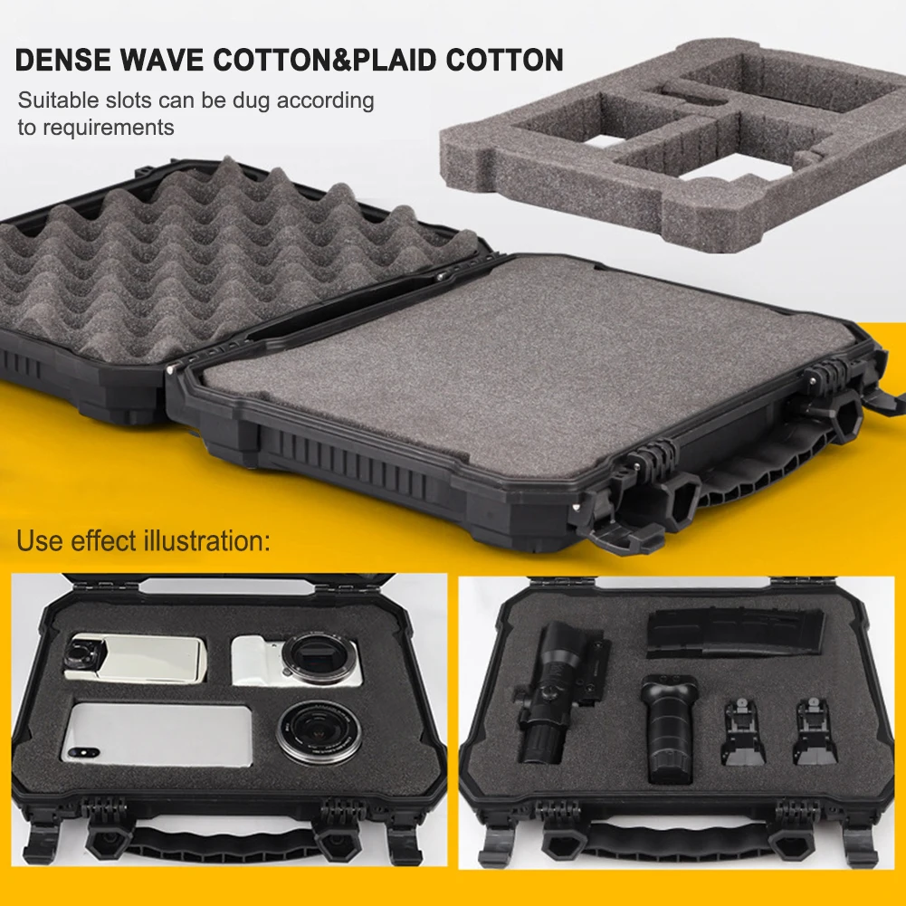 Tool Box Hard Carry Case Waterproof Safety Camera Protective Case Portable Tools Suitcase Military Pistol Storage Bag & Foam Pad