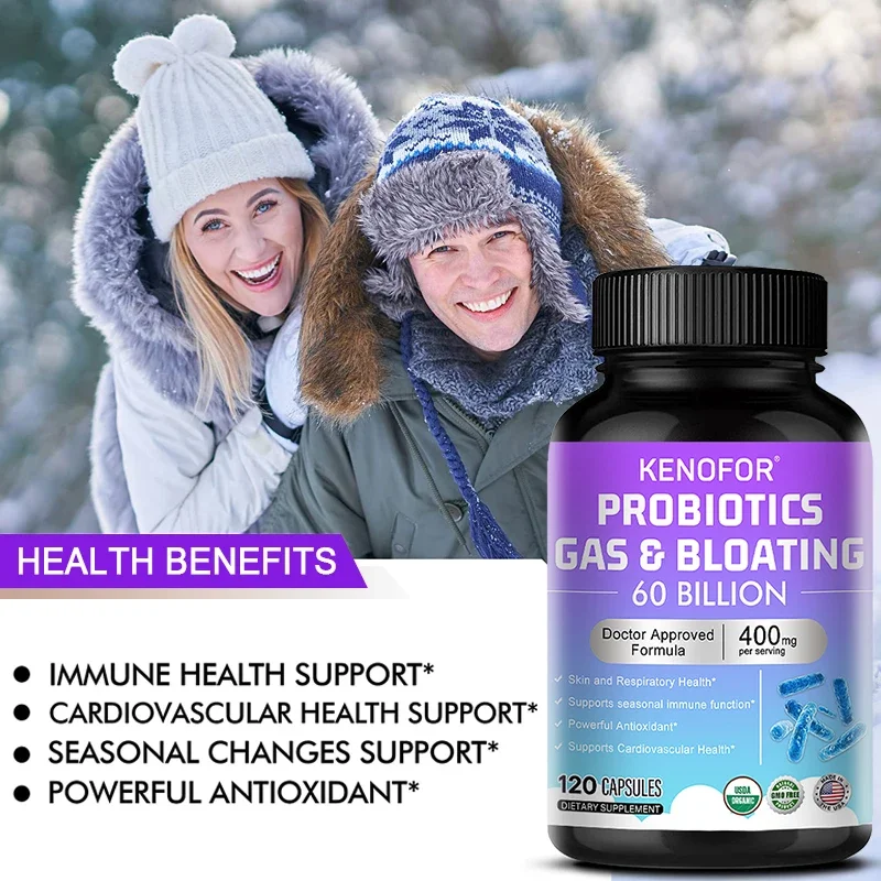 Gut Health Supplement - Immune Antioxidant Weight Loss Cleansing Detox Probiotics 60 Billion CFU Capsules