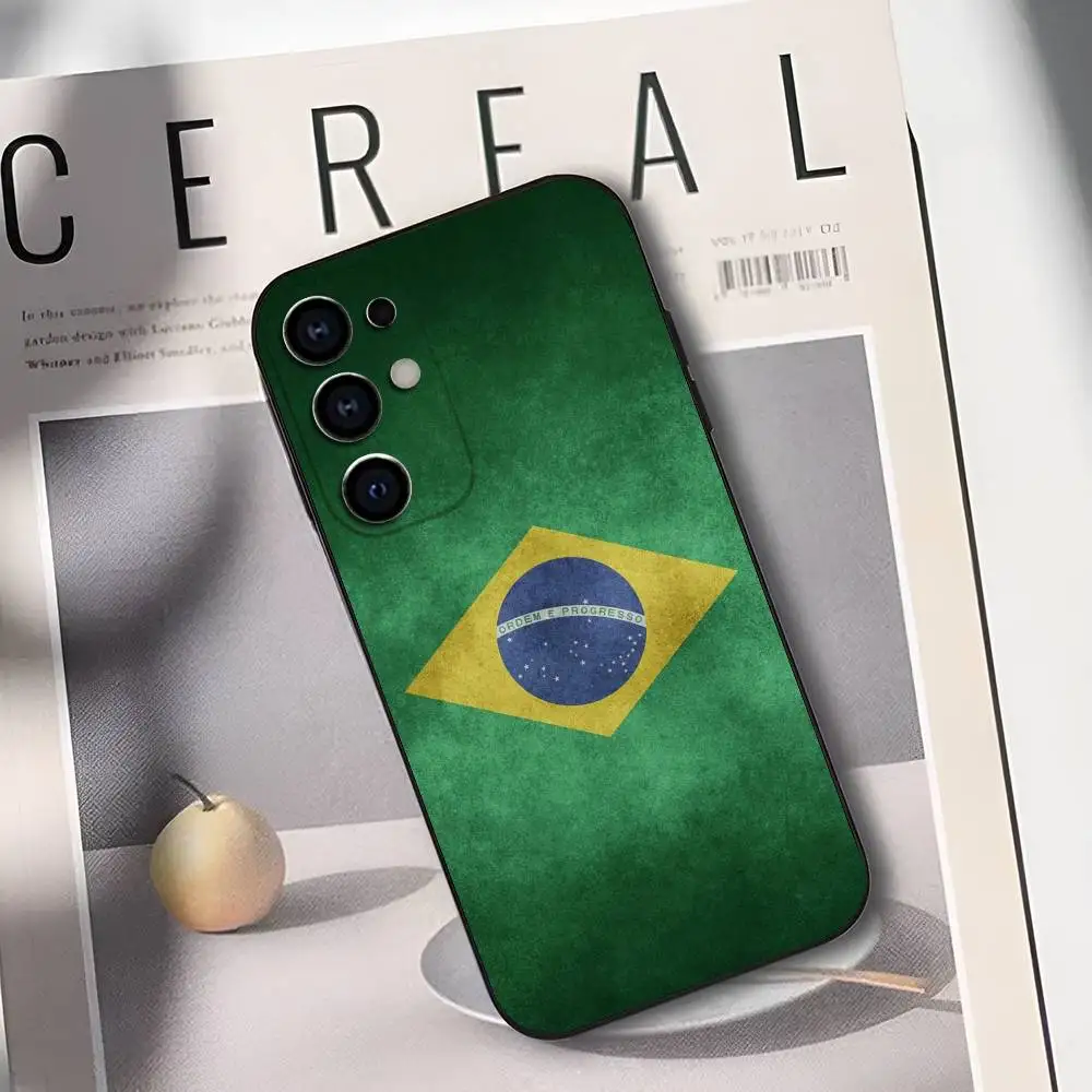 B-Brazil Phone Case For Samsung S25,S24,S21,S22,S23,S30,Ultra,S20,Plus,Soft Silicone Black Cover