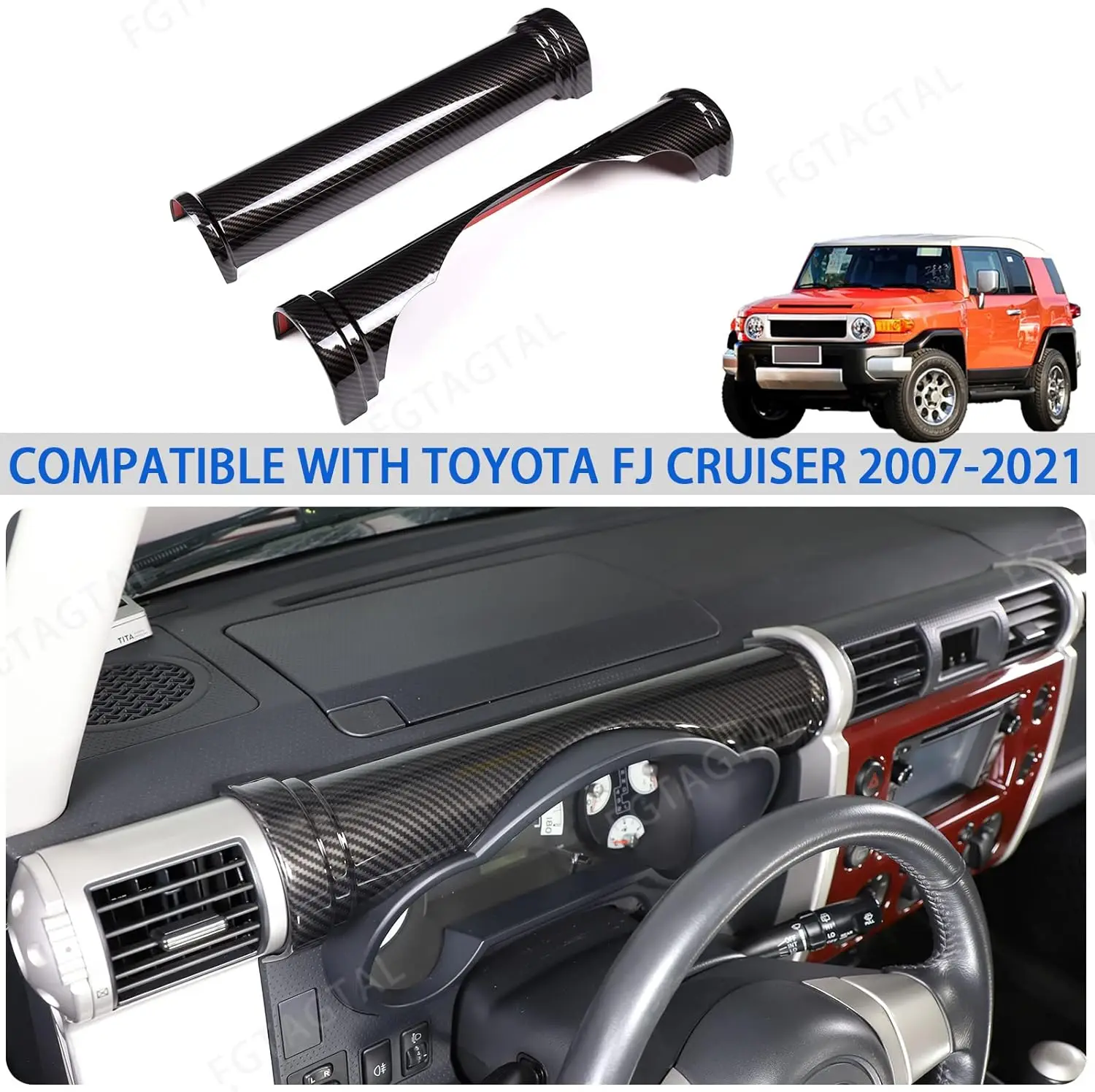 

Dashboard Center Console Trim Cover For Toyota FJ Cruiser 2007-2021 ABS Dashboard Dial Panel Cylindrical Trim Frame Accessories