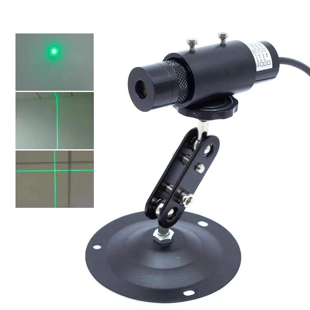 

520nm 50mW Green Focusable Dot Line Cross Laser Diode Module DC5V Adapter Adjustable Holder