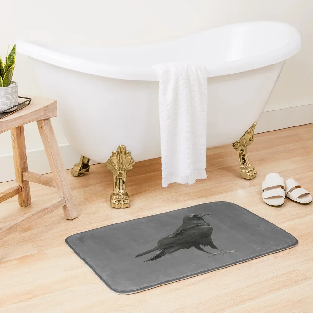 

Vintage Black Crow Raven Silhouette Bath Mat Kit Bathroom House Entrance Mat