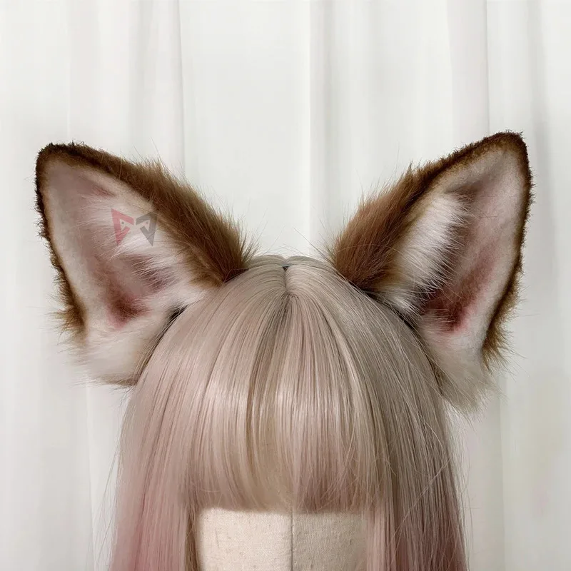 New Handmade Work Black Brown Collie Dog Ears Fold Style Hairhoop Hairbands Headband Headwear Cosplay Costume Accessories