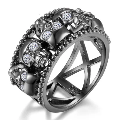 Punk White Gold Ghost Skull Skeleton Hand CZ Ring Women Punk Style Motor Biker Men Ring New Skull Silver Color Jewelry - Image 5