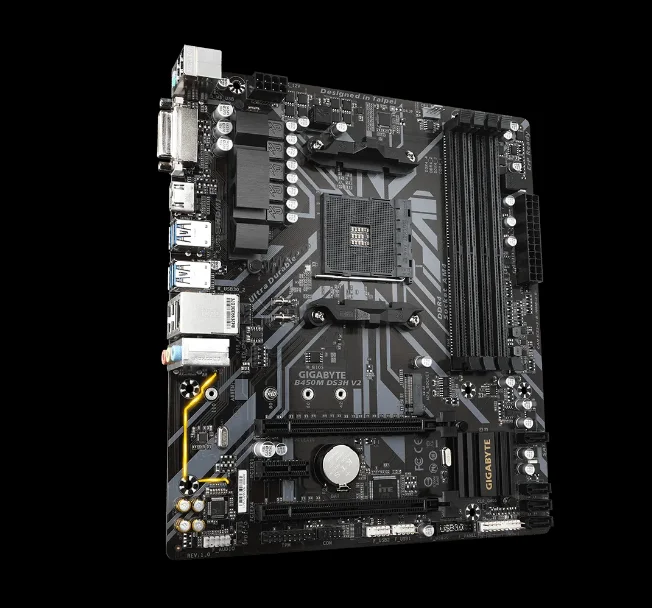 Motherboard giga byte B450M DS3H V2 AM4 3 baru