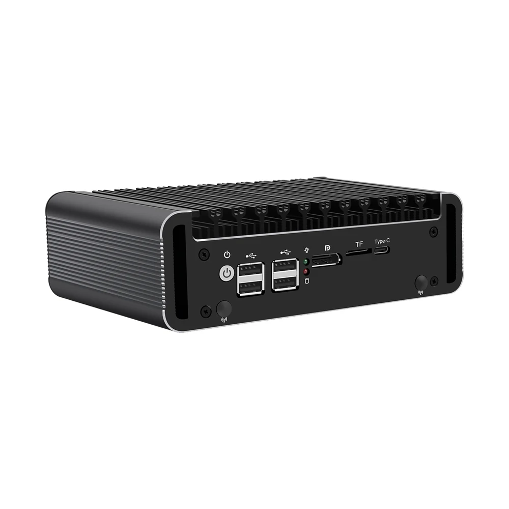 HUNSN Micro Firewall Apparaat,Mini PC,pFsense Plus,Mikrotik,Intel N100,RJ39,OPNsense,VPN,Router PC,5x2.5GbE I226-V, 2HD,DP,TF