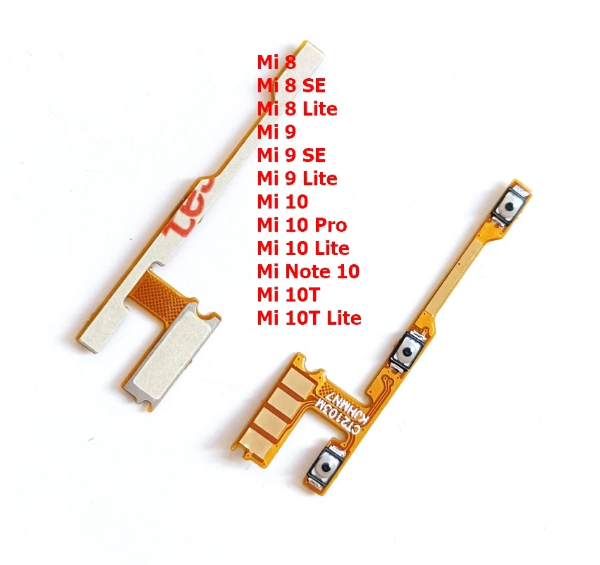 3Pcs New Power On Off Volume Side Button Key Flex Cable For Xiaomi Mi 8 9 SE Lite / Mi 9T 10T 10 Note 10 Pro Lite Replacement