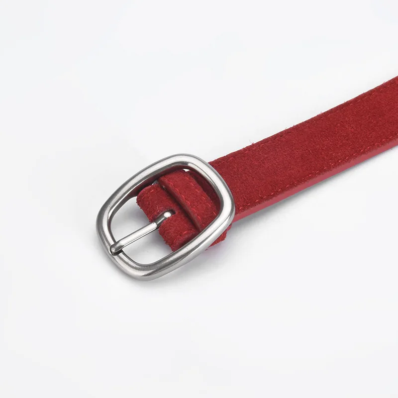 Pasek damski ze skóry zamszowej, modny, prosty design, uniwersalny, do jeansów, gotycki, retro, wysokiej jakości, z klamrą na szpilkę.