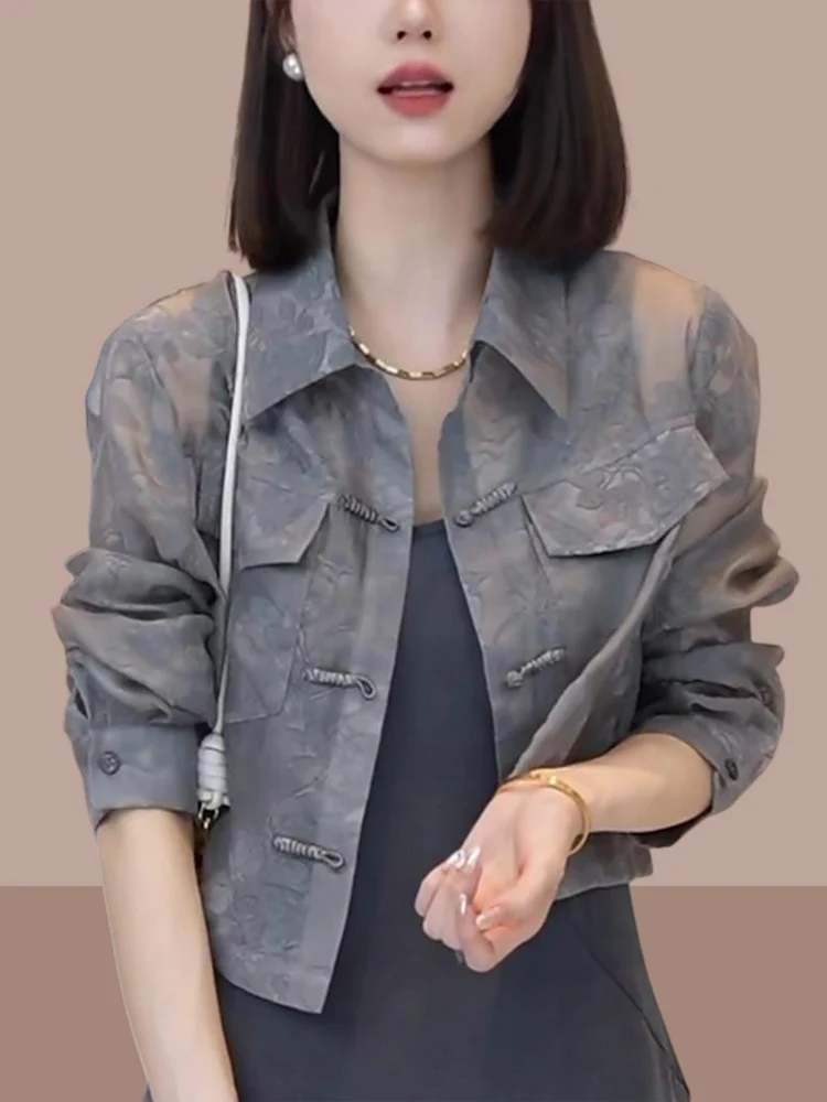 

New Chinese Style Versatile Fashionable Sun Protection Women's Shirt Short Style Button up Casual Straight Cut Summer 2026