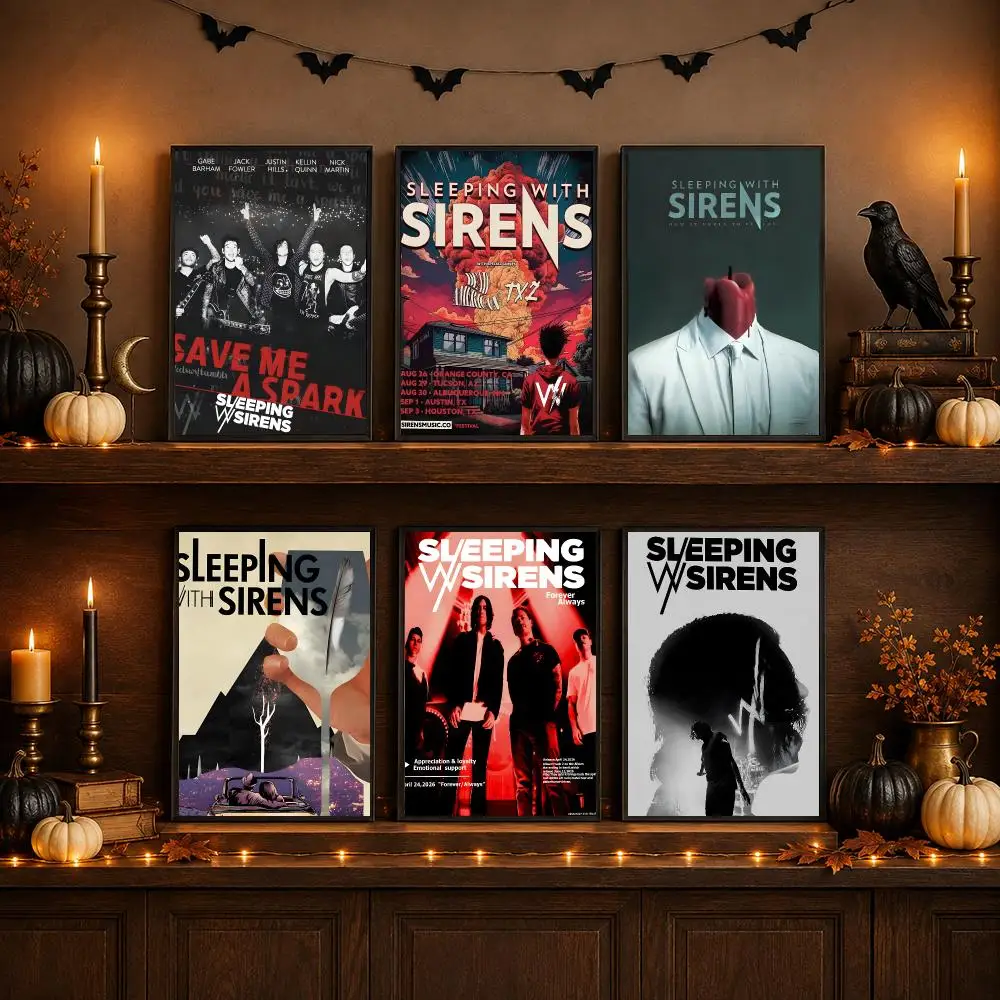 Band S-Sleeping With Sirens Poster Wall Art Print Art Suitable For Living Room Bedroom Bar Parlor Home Decoration Gift