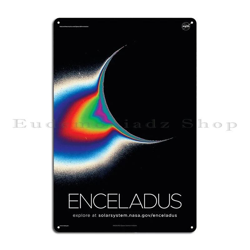 Saturn S Moon Enceladus Poster Metal Sign Party Printed Cinema Plaques Kitchen Tin Sign Poster