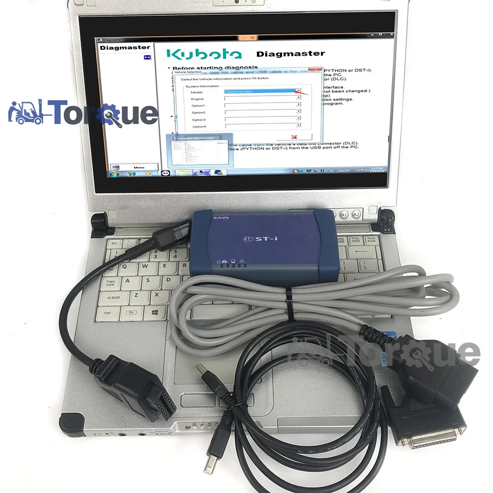 CF C2 laptop+for Kubota TAKEUCHI Diagmaster PYTHON interface for Toyota Denso DST-i dsti diagnostic flash cable Diagnostic tool