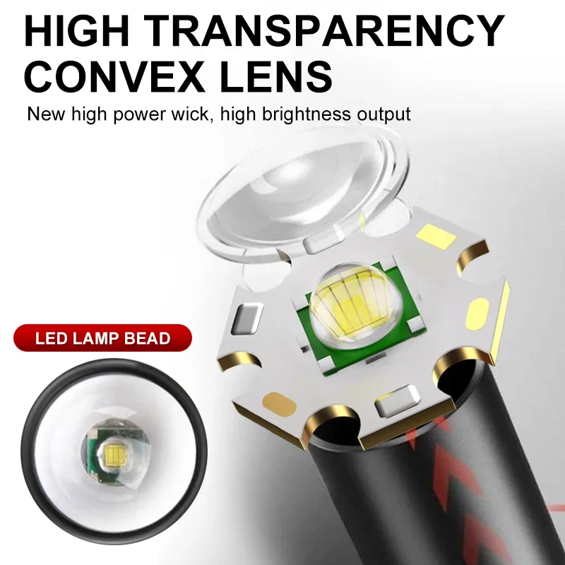 Mini Flashlight USB Rechargeable Aluminum Alloy Flashlight Super Bright LED  Long-range Portable Flashlight Emergency Lamp