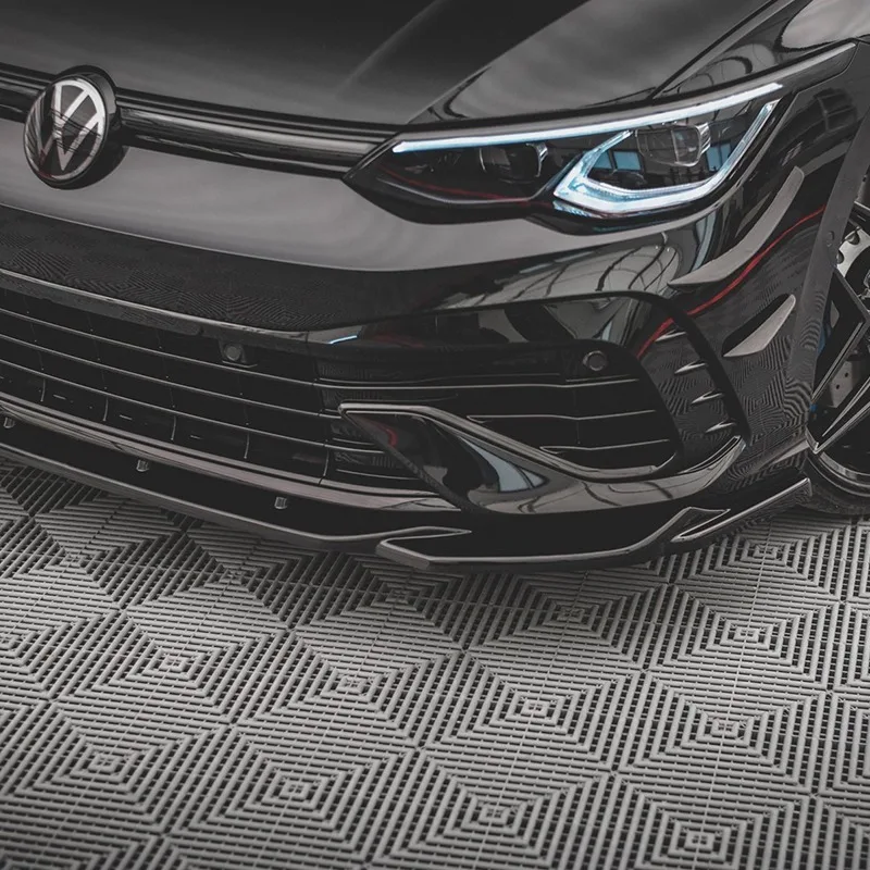 Maxton 스타일 프론트 스플리터 V.4 VW 골프 8R 2020-2024 자동차 앞 범퍼 립 스포일러 스플리터 디퓨저 바디 키트 3pcs 립 턱 썸네일 3