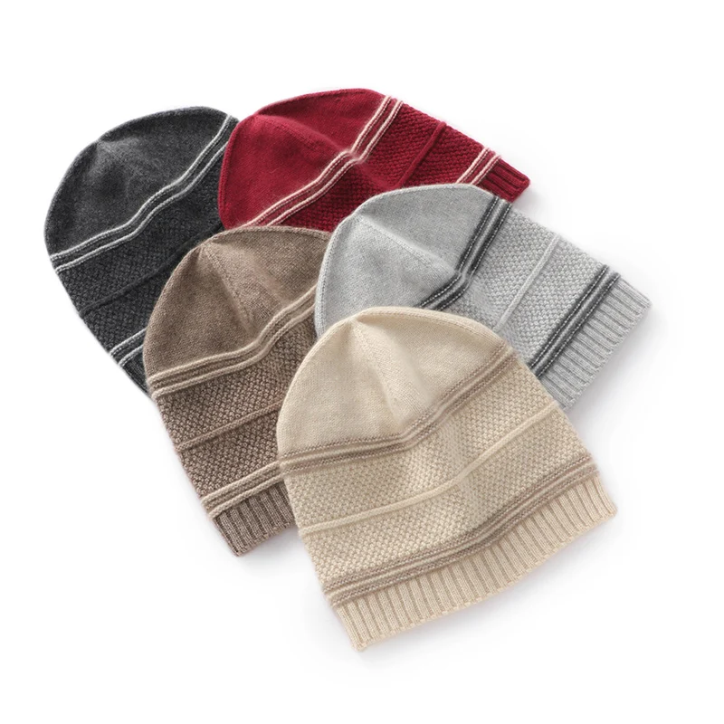 

2024 Winter New Men's and Women's 35% Cashmere Hats Fashionable Warm Pullover Simple All-Match Knitted Beanie