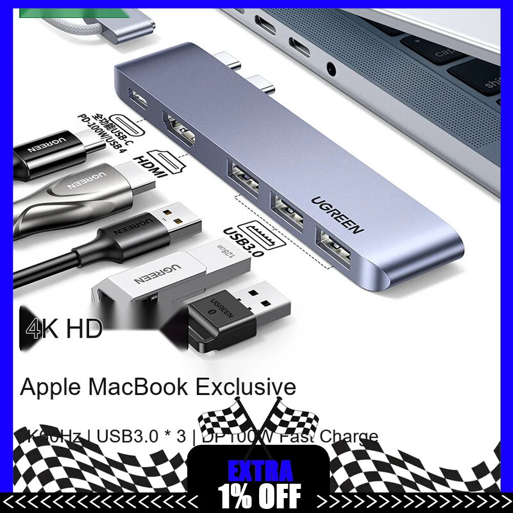 UGREEN 60559 USB C Hub 5 in 1 with 4K HDMI 3 USB 3.0 PD 100W Type C Docking Station for MacBook Pro Air Laptop