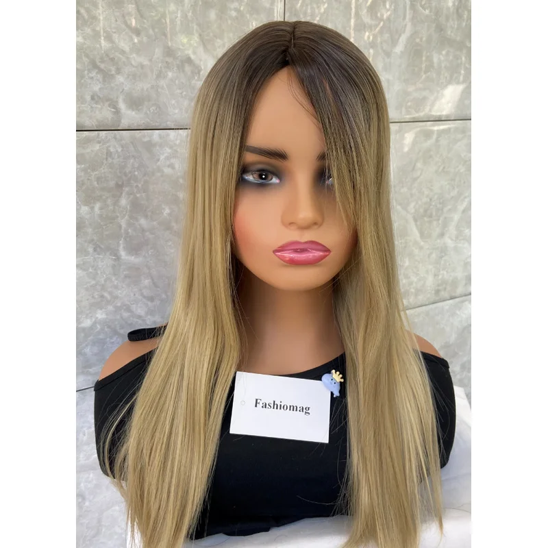 

Long Straight Brownish Blonde Synthetic Hair Wigs Women Soft Natural Daily Use