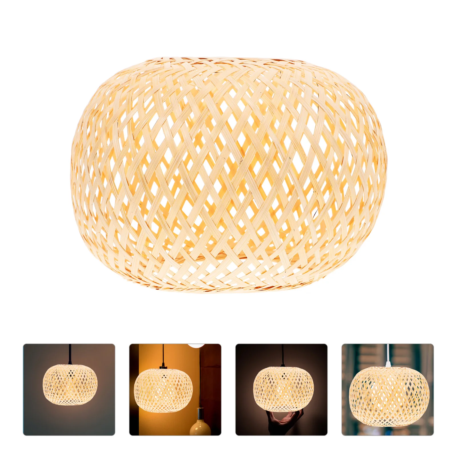 Bamboo Lampshade Woven Rustic Decor Light Cover Hanging Table Lampshades