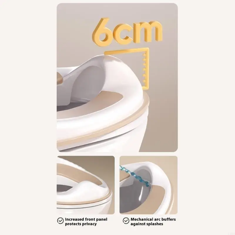 ที่รองนั่งชักโครกสำหรับเด็กพร้อมตัวช่วยห้องน้ำกันลื่นแบบโค้งมน 24BE