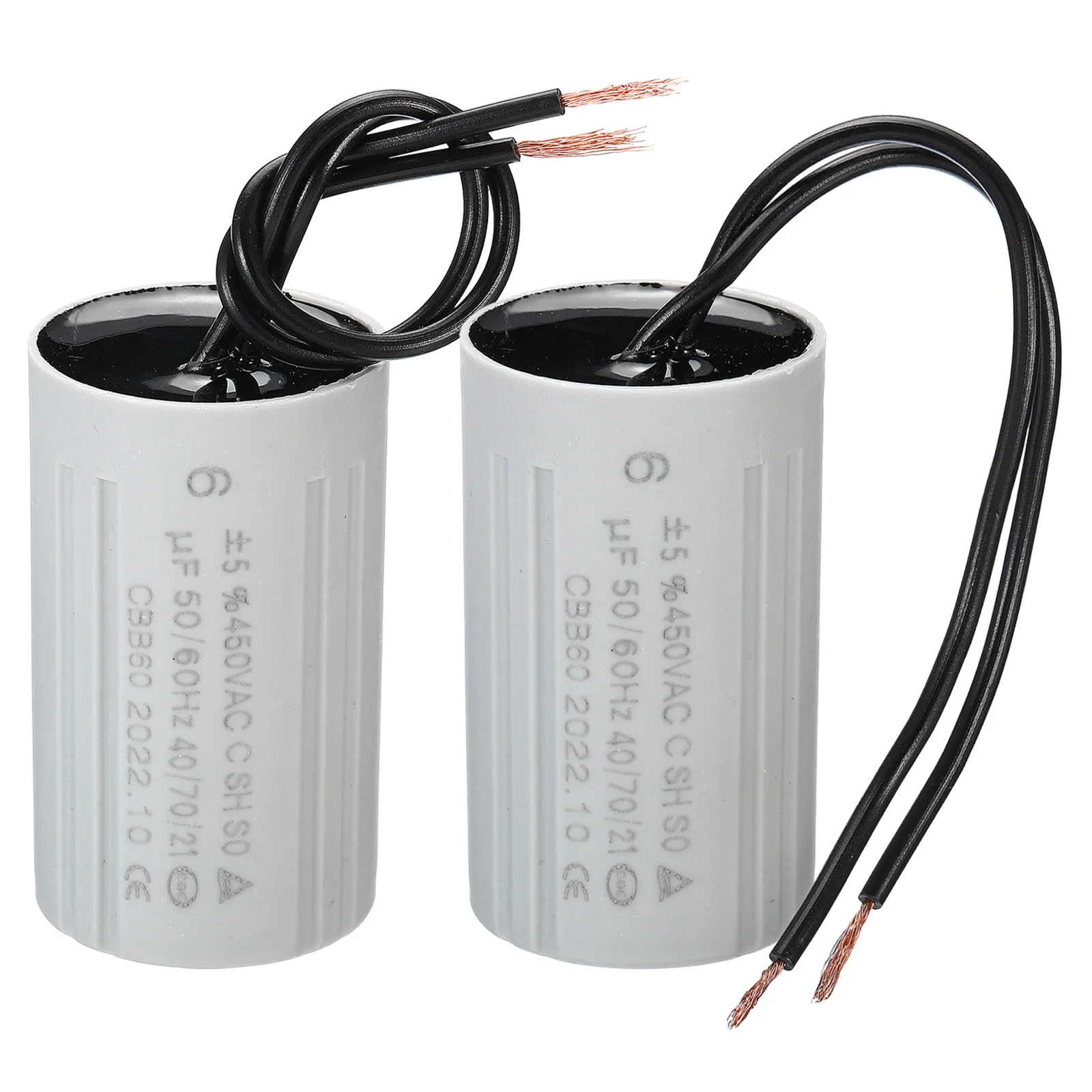 2Pcs CBB60 6-12uF Running Capacitor AC 450V 2 Wires 50/60Hz Cylinder 60x35mm for Water Pumps Washing Machines Motor Start