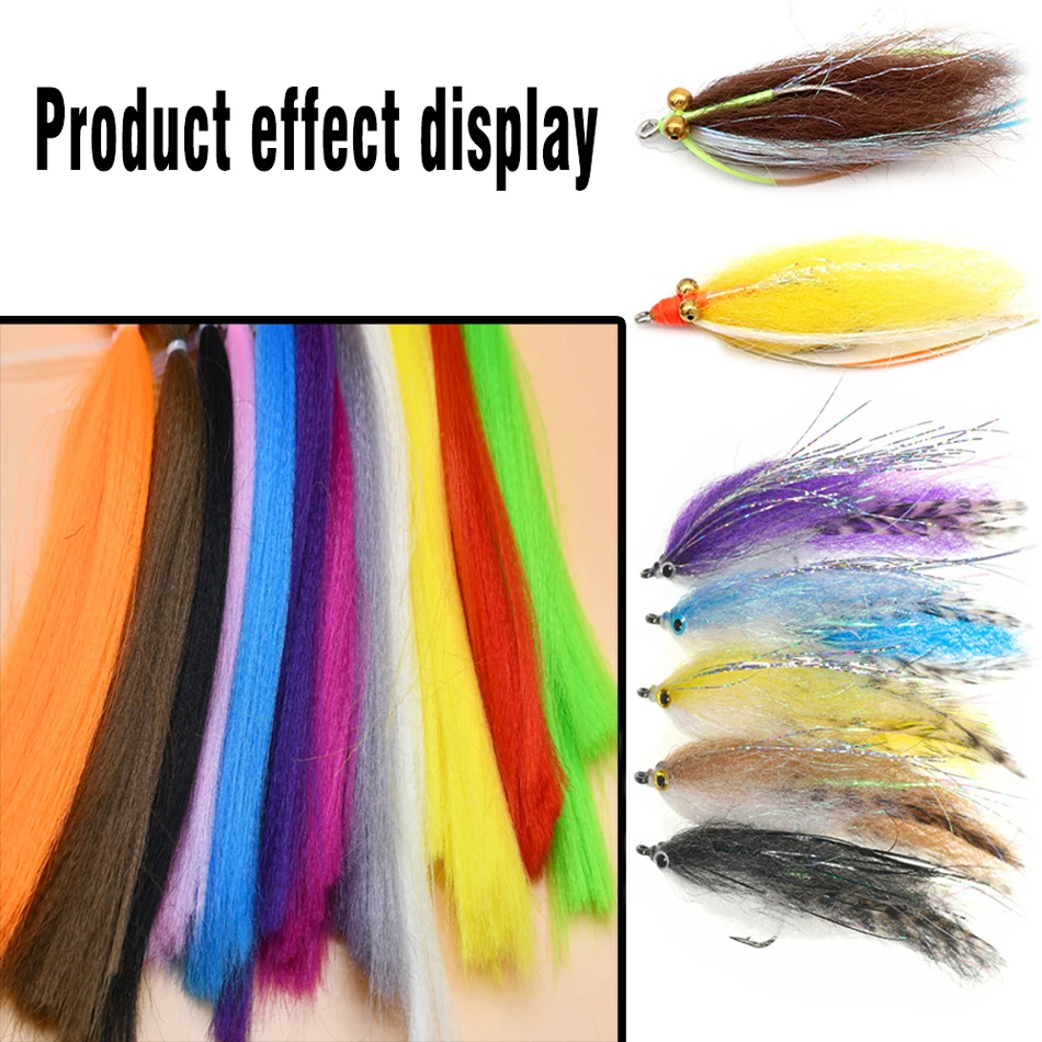 MNFT 12 optionale Farben, weiche EP-Seidenfaser für Streamer-Fliegen, Minnow-Köderfische, Fliegenbindematerialien, Fliegenköder, lange Haarfaser – Detail 4