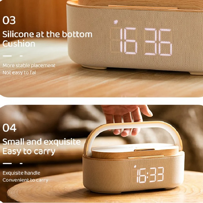 

X11A 1800MAh Bluetooth Speaker Digital Alarm Clock with Wireless Charger Clock Radio Night Light Dual Speakers Home Bedside