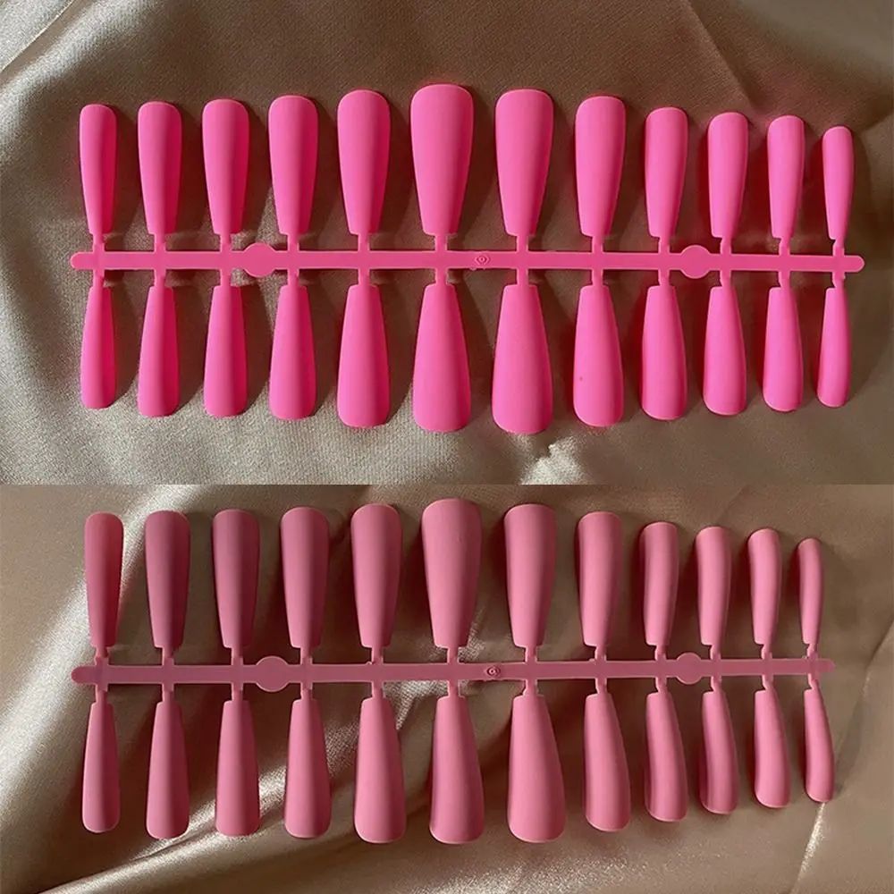Manicure Long Ballerina False Nails French Pure Color Fake Nials Matte Detachable Press on Nails Women