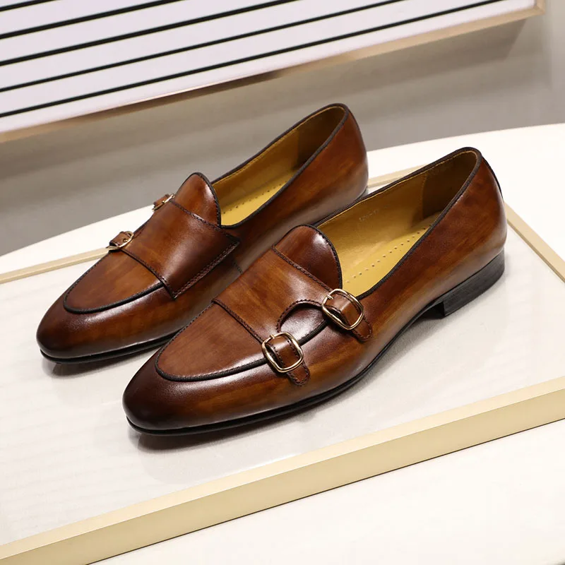 

Genuine Leather Hand Men's Dress Shoes Wedding Party Summer Autumn Men's Loafers Mens Footwear